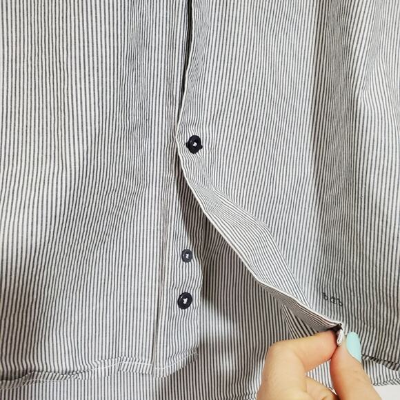 Buffalo David Bitton | Tailored Fit Pinstripe Button Down Shirt with Roll Tabs - Picture 3 of 8